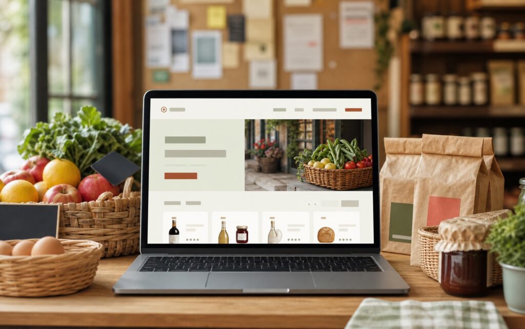 Friendly local village store website concept with clear product presentation